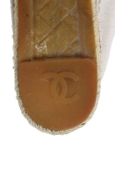 Chanel Women's Round Toe Espadrille Slip-On Loafers Shoes Beige Size 6.5