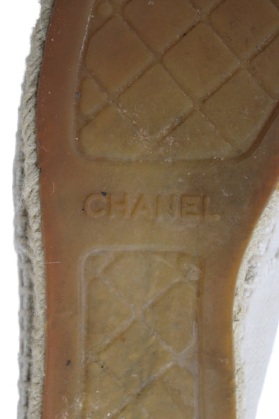 Chanel Women's Round Toe Espadrille Slip-On Loafers Shoes Beige Size 6.5