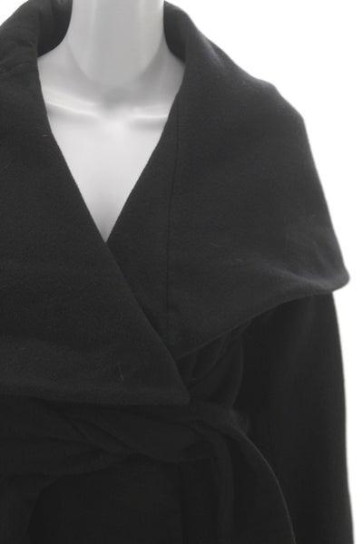 Mara Hoffman Womens Black Wool Kimono Coat Tie Closure Long Sleeve Size M