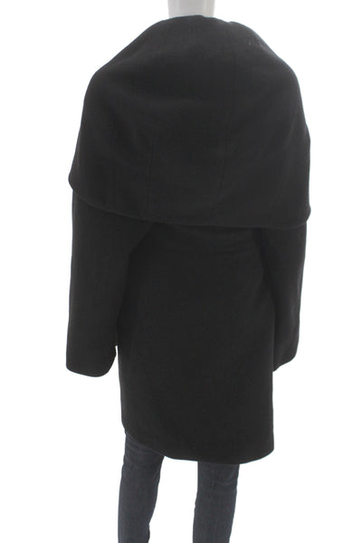 Mara Hoffman Womens Black Wool Kimono Coat Tie Closure Long Sleeve Size M