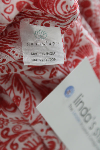 Guadalupe Womens Maxi Dress Red V-Neck Paisley 3/4 Sleeve Cotton Size S