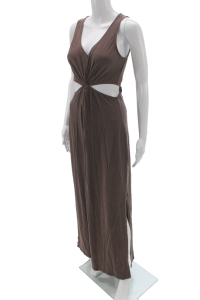 Beyond Yoga Womens Maxi Dress Brown V-Neck Sleeveless Lyocell Size S