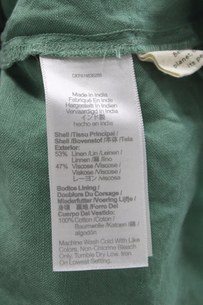 Madewell Womens Sundress Green Linen Square Neck Size 2