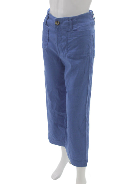 Maeve Anthropologie Women Cropped Blue Linen Pants Size 26