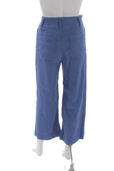 Maeve Anthropologie Women Cropped Blue Linen Pants Size 26