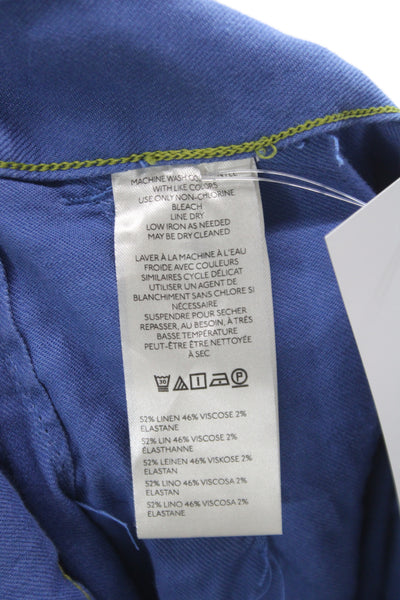 Maeve Anthropologie Women Cropped Blue Linen Pants Size 26