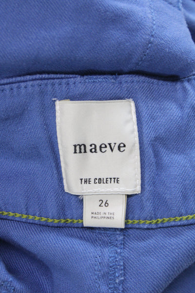 Maeve Anthropologie Women Cropped Blue Linen Pants Size 26