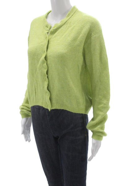 J Crew Womens Cardigan Green Round Neck Long Sleeve Size XS
