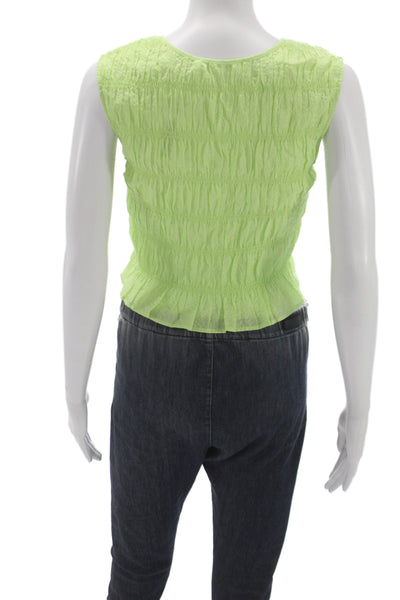 Frame Womens Cropped V-Neck Tank Green Cotton Sleeveless Size XS
