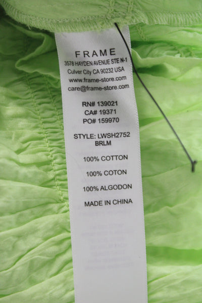 Frame Womens Cropped V-Neck Tank Green Cotton Sleeveless Size XS