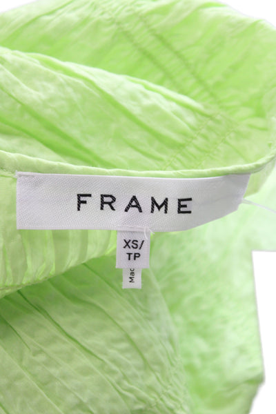 Frame Womens Cropped V-Neck Tank Green Cotton Sleeveless Size XS