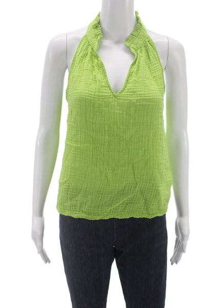 Michael Stars Women Basic Green Halter Tank Cotton Sleeveless Size XS