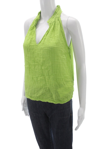 Michael Stars Women Basic Green Halter Tank Cotton Sleeveless Size XS