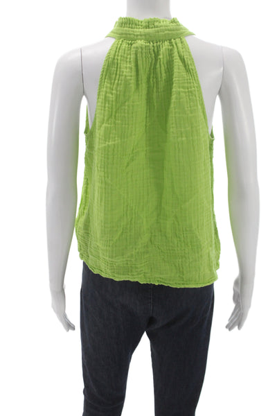 Michael Stars Women Basic Green Halter Tank Cotton Sleeveless Size XS