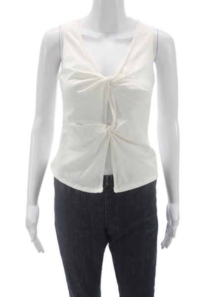 Reformation Womens White V-Neck Sleeveless Jersey Tank 88% Cotton Size S