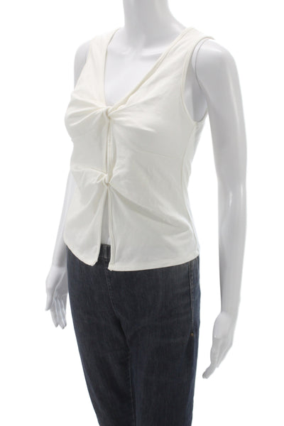 Reformation Womens White V-Neck Sleeveless Jersey Tank 88% Cotton Size S