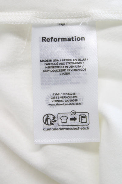 Reformation Womens White V-Neck Sleeveless Jersey Tank 88% Cotton Size S