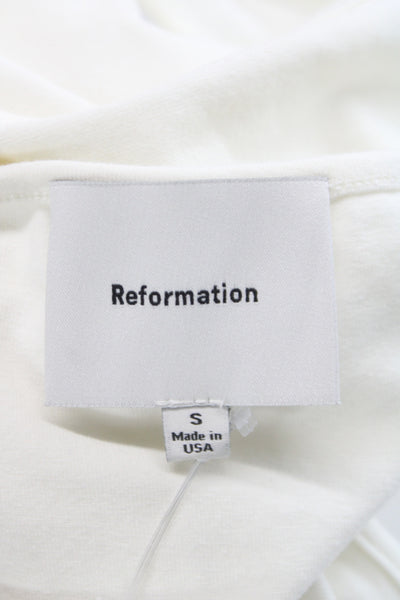 Reformation Womens White V-Neck Sleeveless Jersey Tank 88% Cotton Size S