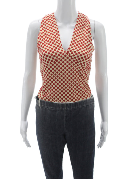 Reformation Women Jersey Polka Dot V-Neck Tank Beige Tencel Size S