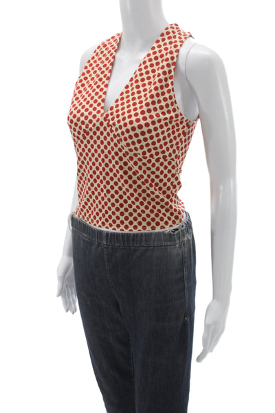 Reformation Women Jersey Polka Dot V-Neck Tank Beige Tencel Size S