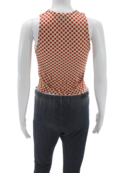 Reformation Women Jersey Polka Dot V-Neck Tank Beige Tencel Size S
