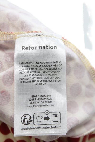Reformation Women Jersey Polka Dot V-Neck Tank Beige Tencel Size S