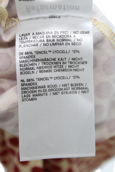 Reformation Women Jersey Polka Dot V-Neck Tank Beige Tencel Size S