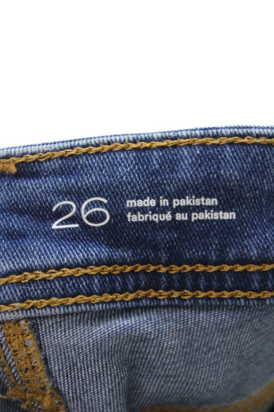 Pilcro Anthropologie Womens Skinny Blue Jeans Mid Rise Cotton Size 26
