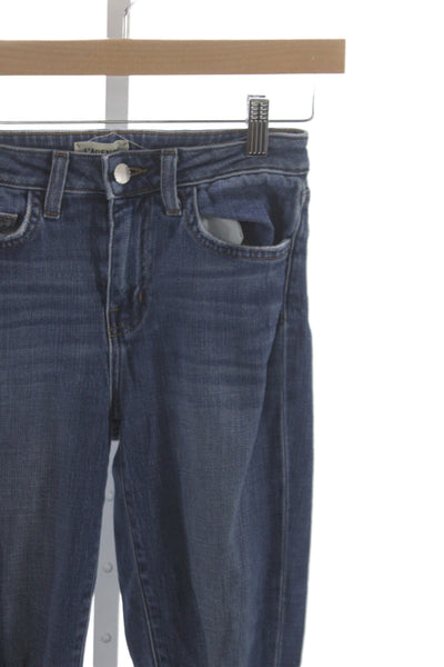 L'Agence Womens Skinny Jeans Blue Distressed Button Cotton Size 25