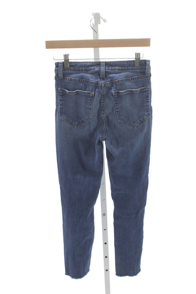 L'Agence Womens Skinny Jeans Blue Distressed Button Cotton Size 25
