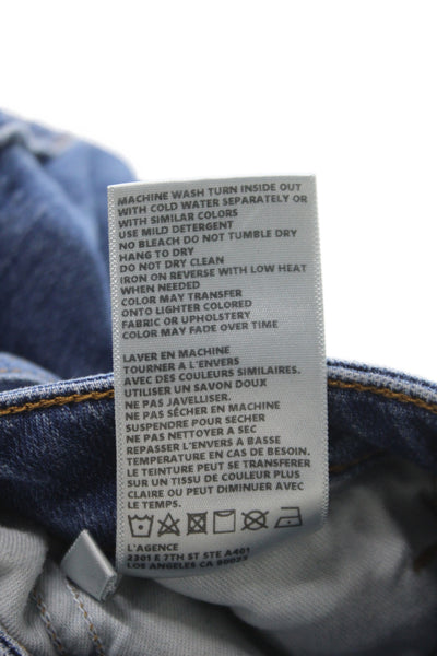 L'Agence Womens Skinny Jeans Blue Distressed Button Cotton Size 25
