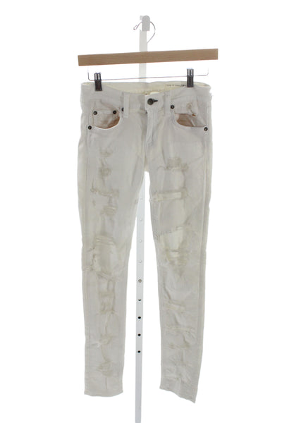 Rag & Bone Jean Womens Skinny White Cotton Jeans Distressed Size 24