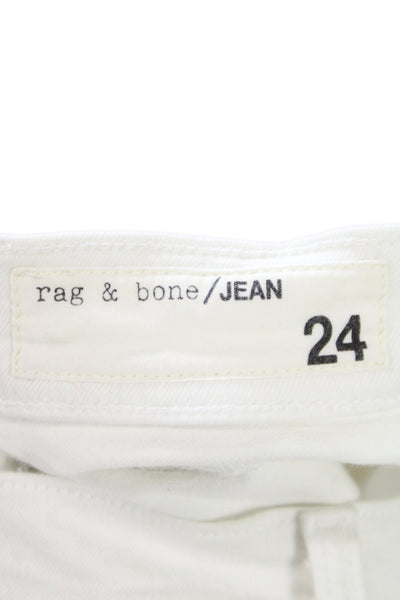 Rag & Bone Jean Womens Skinny White Cotton Jeans Distressed Size 24