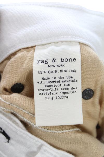 Rag & Bone Jean Womens Skinny White Cotton Jeans Distressed Size 24