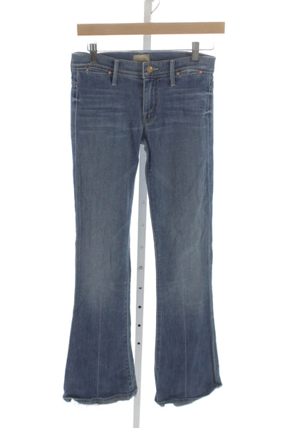 Mother Womens Flared Jeans Blue Mid Rise Button Cotton Inseam 33 Size 24