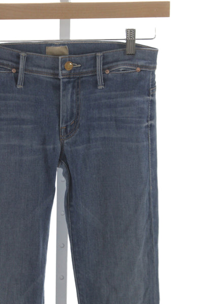 Mother Womens Flared Jeans Blue Mid Rise Button Cotton Inseam 33 Size 24