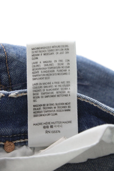 Mother Womens Flared Jeans Blue Mid Rise Button Cotton Inseam 33 Size 24