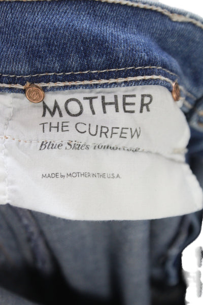 Mother Womens Flared Jeans Blue Mid Rise Button Cotton Inseam 33 Size 24