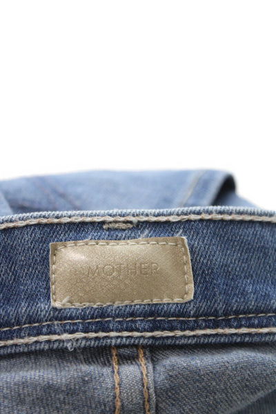 Mother Womens Flared Jeans Blue Mid Rise Button Cotton Inseam 33 Size 24