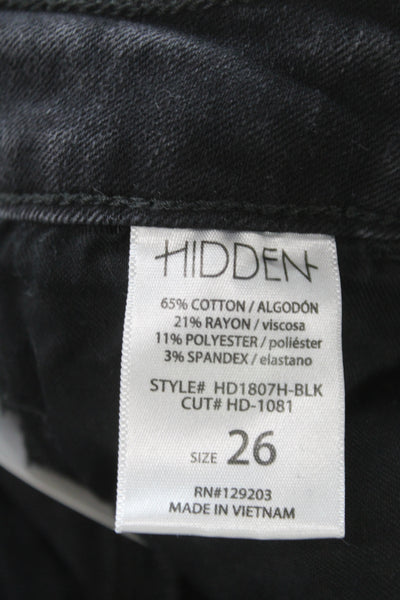 Hidden Womens Skinny Jeans Black Cotton Mid Rise Size 26