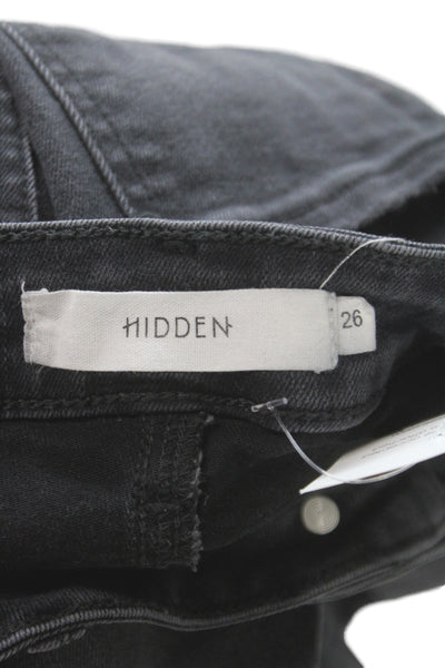 Hidden Womens Skinny Jeans Black Cotton Mid Rise Size 26
