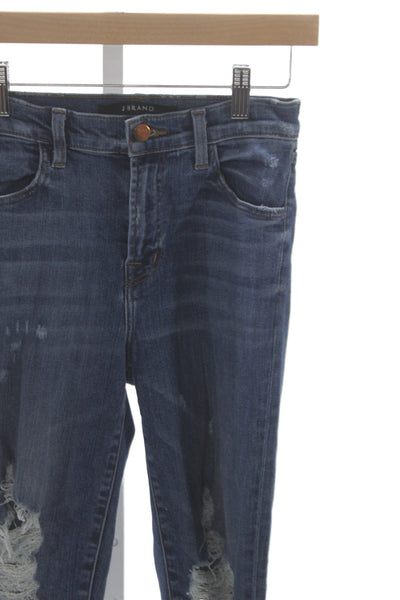 J Brand Women Skinny Distressed Mid Rise Blue Jeans Size 25