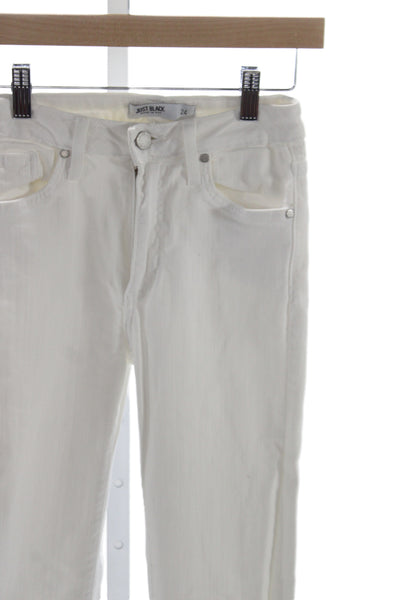 Just Black Women Flared White Cotton Mid Rise Jeans Size 24