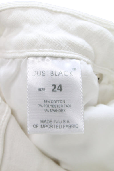 Just Black Women Flared White Cotton Mid Rise Jeans Size 24