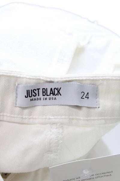 Just Black Women Flared White Cotton Mid Rise Jeans Size 24