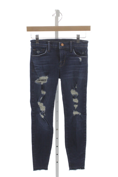 J Brand Womens Skinny Distressed Jeans Blue Cotton Size 25