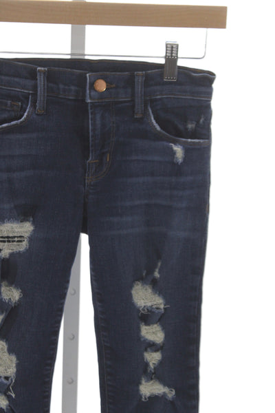 J Brand Womens Skinny Distressed Jeans Blue Cotton Size 25