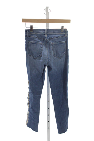 L'Agence Womens Cropped Blue Mid Rise Button Cotton Jeans Size 25