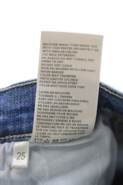 L'Agence Womens Cropped Blue Mid Rise Button Cotton Jeans Size 25