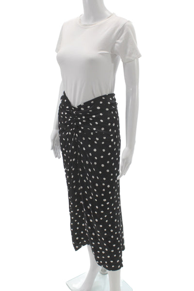 Zara Womens Straight Pencil Midi Skirt Black Viscose Polka Dot Size XS